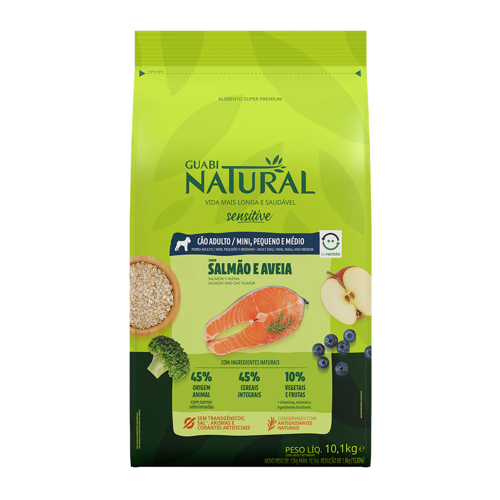 Guabi Natural Adultos Sensitive Mini, Pequeño y Mediano Salmón y Avena